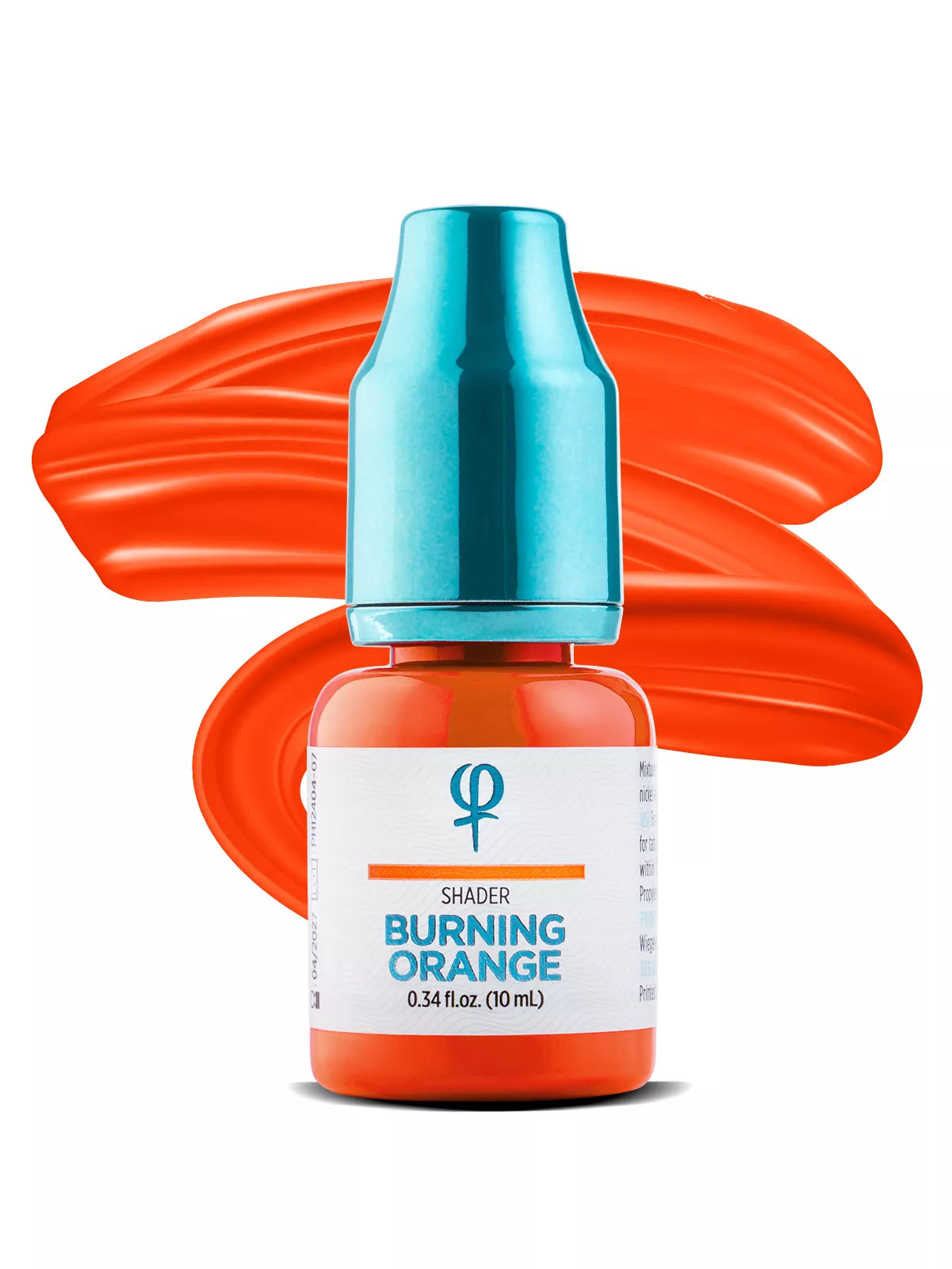 Burning Orange PMU pigment bottle, bright organic pigment for enhancing and customizing brow and lip shades in permanent makeup.