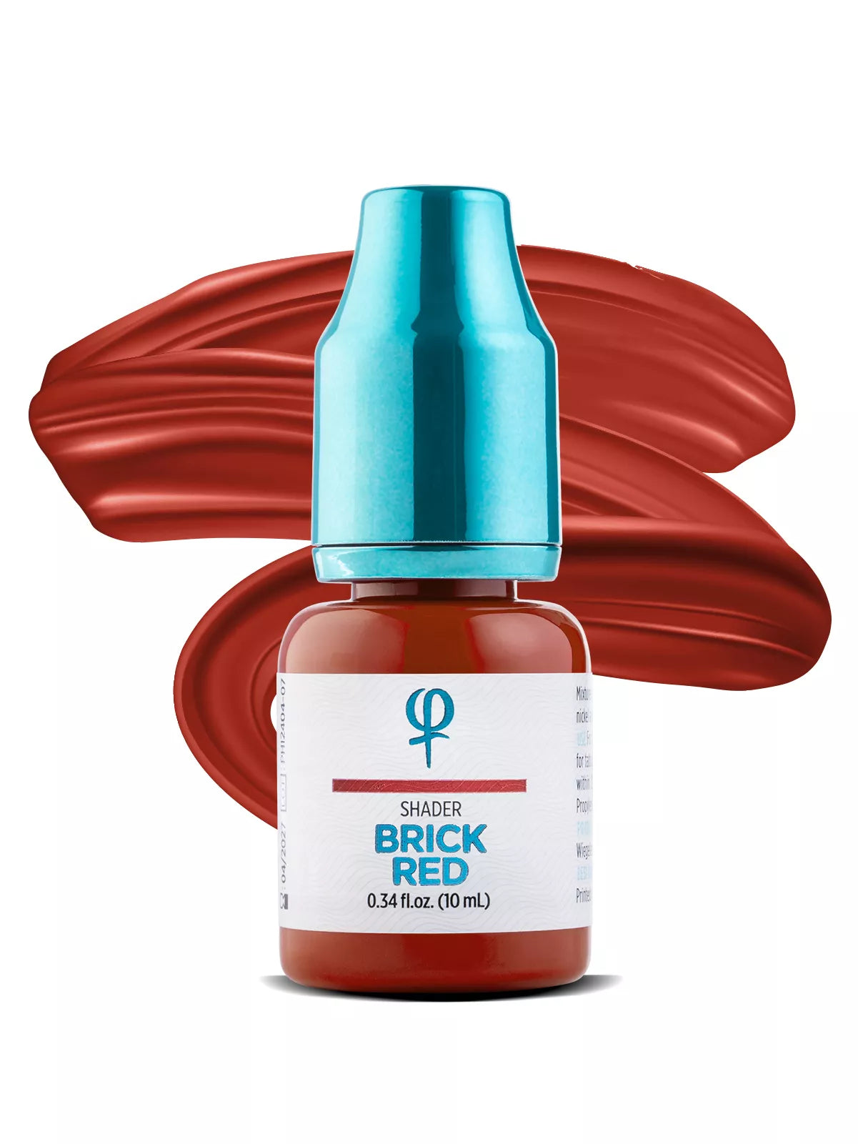 Brick Red PMU pigment bottle, warm-toned inorganic pigment for enhancing lip and brow shades in permanent makeup.