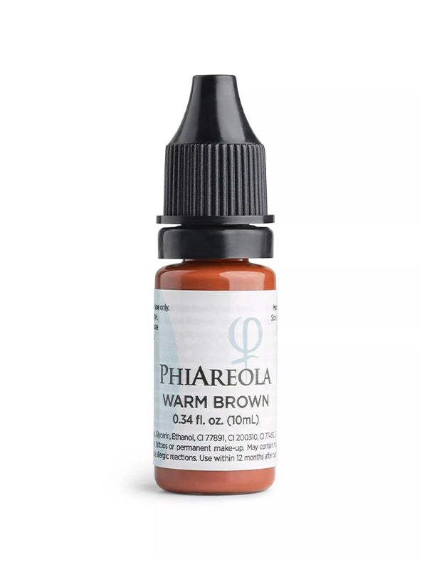 Phi Areola Warm Brown pigment bottle for realistic areola tattoo shading.