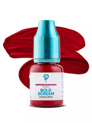 Bold Scream PMU pigment bottle, deep red organic pigment for customizable lip and brow shades in permanent makeup.