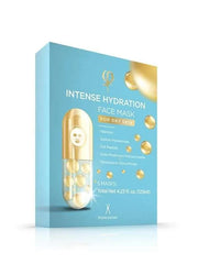 Phi Intense Hydration Face Mask featuring a luxurious sheet mask infused with hyaluronic acid and peptides for deep hydration and wrinkle reduction.